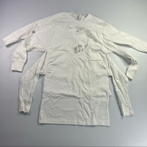 Hanes Boys Youth Small 6-8 Authentic Long Sleeve T-Shirt White 3-Pack New